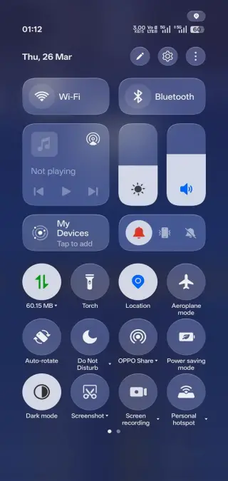 Realme UI 8.0 Quick Settings
