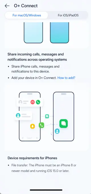 Realme UI 8.0 iPhone interconnectivity